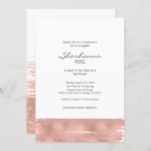 Rose Gold Pinselstrich Bat Mitzvah Einladung