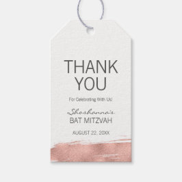 Rose Gold Pinselstrich Bat Mitzvah Gefallen Tag Geschenkanhänger