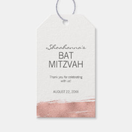 Rose Gold Pinselstrich Bat Mitzvah Gefallen Tag Geschenkanhänger