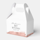 Rose Gold Pinselstrich Bat Mitzvah Gefälligkeitsbo Geschenkschachtel (Rückseite)