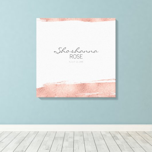 Rose Gold Pinselstrich Bat Mitzvah Sign in Board Leinwanddruck (Insitu (Holzboden))
