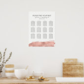 Rose Gold Pinselstrich Bat Mitzvah Sitzplan Poster (Küche)