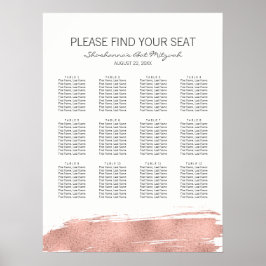 Rose Gold Pinselstrich Bat Mitzvah Sitzplan Poster