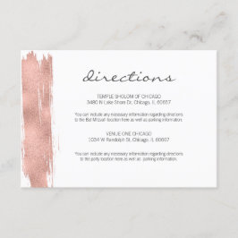 Rose Gold Pinselstrich Bat Mitzvah Wegweiser Karte