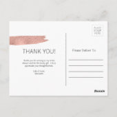 Rose Gold Pinselstrich Brautparty Danke Postcard Postkarte (Rückseite)