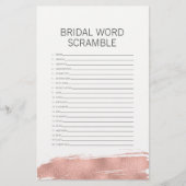 Rose Gold Pinselstrich Bridal Word Scramble (Vorderseite)