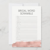 Rose Gold Pinselstrich Bridal Word Scramble Einladung (Vorderseite)