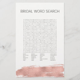 Rose Gold Pinselstrich Bridal Word Search Game
