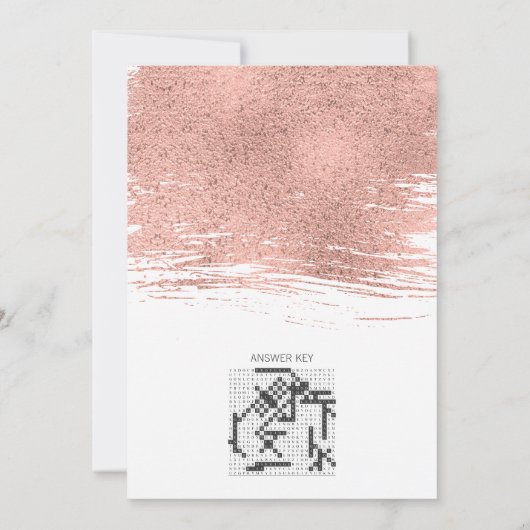 Rose Gold Pinselstrich Bridal Word Search Game Einladung (Rückseite)