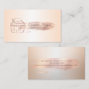 Rose Gold Pinselstrich Glitter Cupcake Visitenkarte
