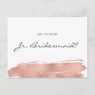 Rose Gold Pinselstrich ist mein Jr. Junior Bridesm Einladungspostkarte