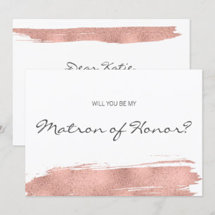 Rose Gold Pinselstrich ist mein Matron der Ehrenka Einladung