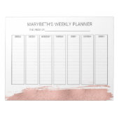 Rose Gold Pinselstrich Wochenplaner Notepad Notizblock (Vorderseite)