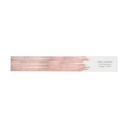 Rose Gold Pinselstrich - Wraparound-Adressetikett (Person)