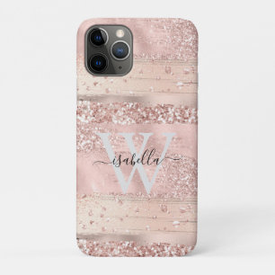Rose Gold Pinselstriche Glitter Schrift Monogramm  Case-Mate iPhone Hülle