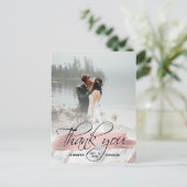 Rose Gold Pinselstriche Hochzeit Vielen Dank | 2 F Postkarte (Stehend Vorderseite)