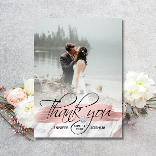 Rose Gold Pinselstriche Hochzeit Vielen Dank   2 F Postkarte