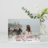 Rose Gold Pinselstriche Hochzeit Vielen Dank | FOT Einladung (Stehend Vorderseite)