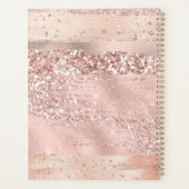 Rose Gold Pinselstriche Schlaganfälle Glitzer Scri Planer (Rückseite)