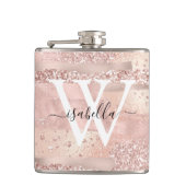 Rose Gold Pinselstriche Schlagzeilen Script Mit Mo Flachmann (Vorderseite)