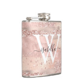 Rose Gold Pinselstriche Schlagzeilen Script Mit Mo Flachmann (Rechts)