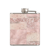 Rose Gold Pinselstriche Schlagzeilen Script Mit Mo Flachmann (Rückseite)