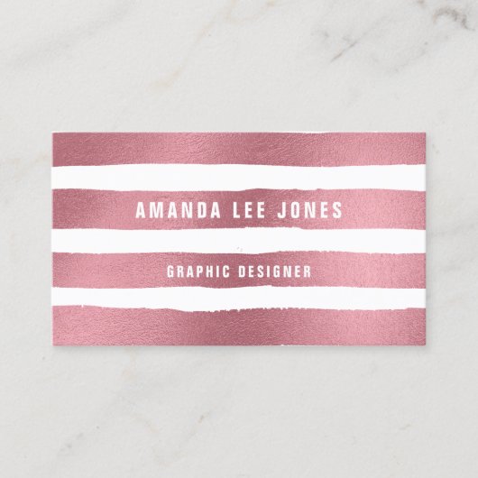 Rose Gold Pinselstriche Visitenkarte (Vorderseite)