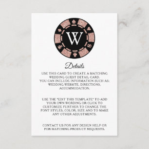 Rose Gold Poker Chip Casino - Details Hochzeiten Begleitkarte