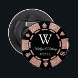 Rose Gold Poker Chip Casino Hochzeitsfeier Gefalle Flaschenöffner<br><div class="desc">Feiern Sie stilvoll mit diesem trendigen Poker Chip Flaschenöffner. Das Design ist leicht mit Ihrer eigenen Formulierung zu personalisieren und Ihre Familie und Freunde werden begeistert sein,  wenn sie dieses fabelhafte Gastgeschenk erhalten.</div>