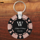 Rose Gold Poker Chip Casino Hochzeitsfeier Gefalle Schlüsselanhänger (Vorderseite)