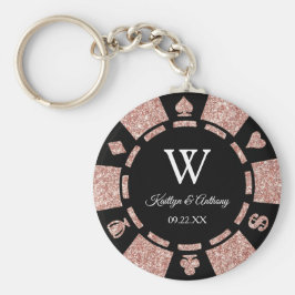 Rose Gold Poker Chip Casino Hochzeitsfeier Gefalle Schlüsselanhänger