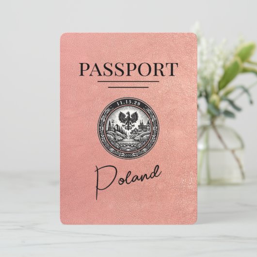 Rose - Gold - Polen - Pass Save the Date (Stehend Vorderseite)