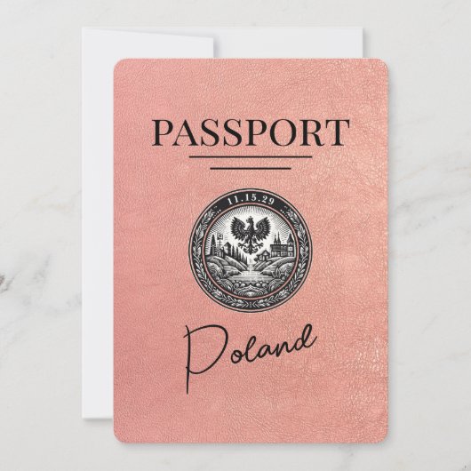 Rose - Gold - Polen - Pass Save the Date (Vorderseite)