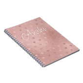 Rose Gold Polka Dot Hört Metallic Pink Notizblock (Rechte Seite)