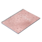 Rose Gold Polka Dot Hört Metallic Pink Notizblock (Linke Seite)