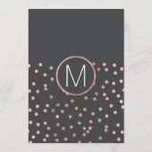 Rose Gold Polka Dots Charcoal Black Wedding Menu Menükarte (Rückseite)
