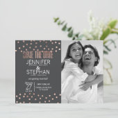 Rose Gold Polka Dots Holzkohle Save the Date schwa (Stehend Vorderseite)