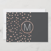 Rose Gold Polka Dots Holzkohle Save the Date schwa (Rückseite)