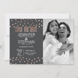 Rose Gold Polka Dots Holzkohle Save the Date schwa