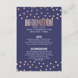 Rose Gold Polka Dots Light Navy Blue Wedding Begleitkarte