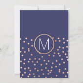 Rose Gold Polka Dots Light Navy Blue Wedding Einladung (Rückseite)
