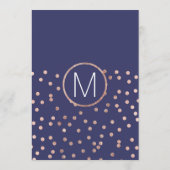 Rose Gold Polka Dots Light Navy Blue Wedding Menu Menükarte (Rückseite)