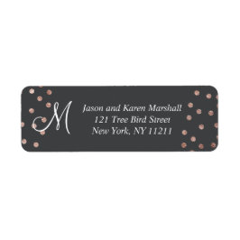 Rose Gold Polka Dots und Holzkohle Black Labels