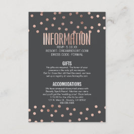 Rose Gold Polka Dots und Holzkohle Black Wedding Begleitkarte