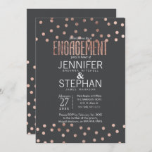 Rose Gold Polka Dots und Kohle Grau Verlobung