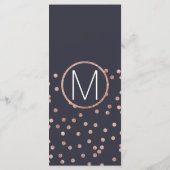Rose Gold Polka Dots und Navy Blue Wedding Program Programm (Rückseite)
