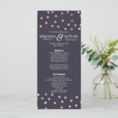 Rose Gold Polka Dots und Navy Blue Wedding Program Programm (Stehend Vorderseite)