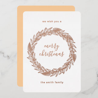 Rose Gold Pressed Wreath Merry Christmas Foil Holi Folien Feiertagskarte