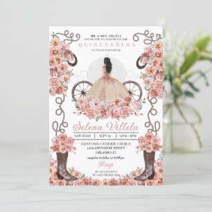 Rose Gold Princess Dress & Boots Quinceañera Einladung
