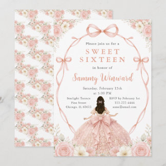 Rose Gold Prinzessin Sweet Sixteen Party Einladung